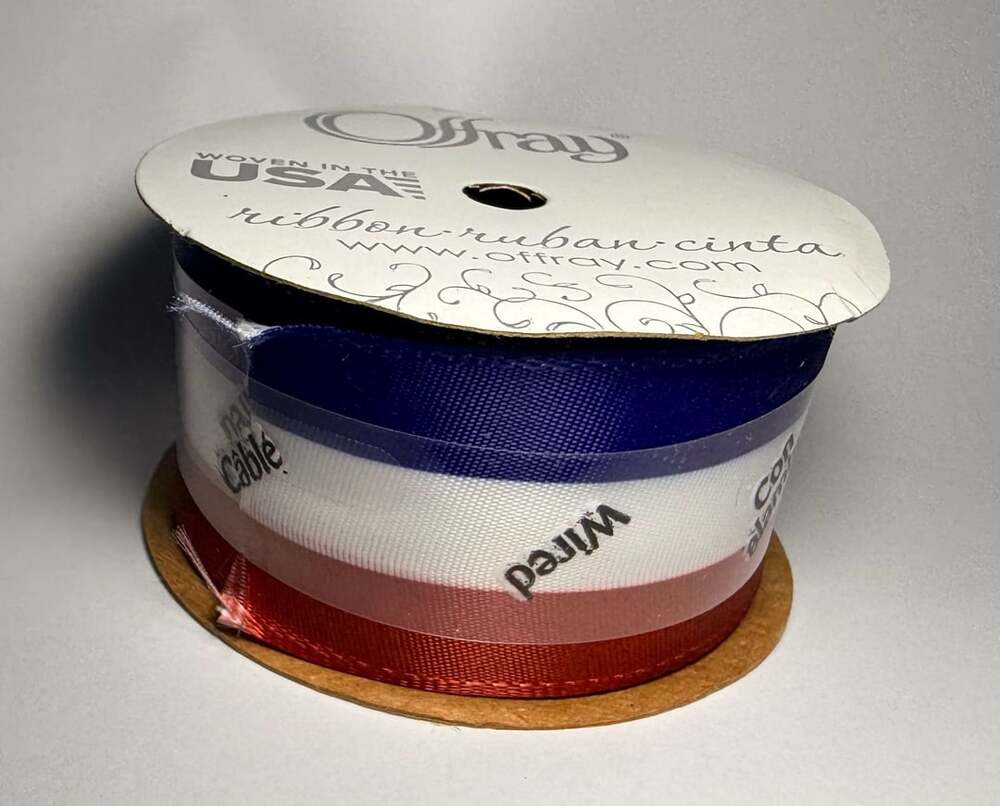 Offray Wired Patriotic Ribbon 1 1/2 in Red White Blue